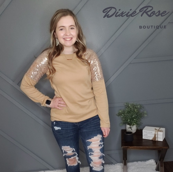 Long Sleeve with Sequin Shoulders - Picture 1 of 1
